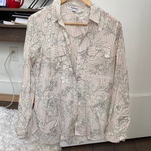 Express, The City Shirt, blouse stripes and floral print